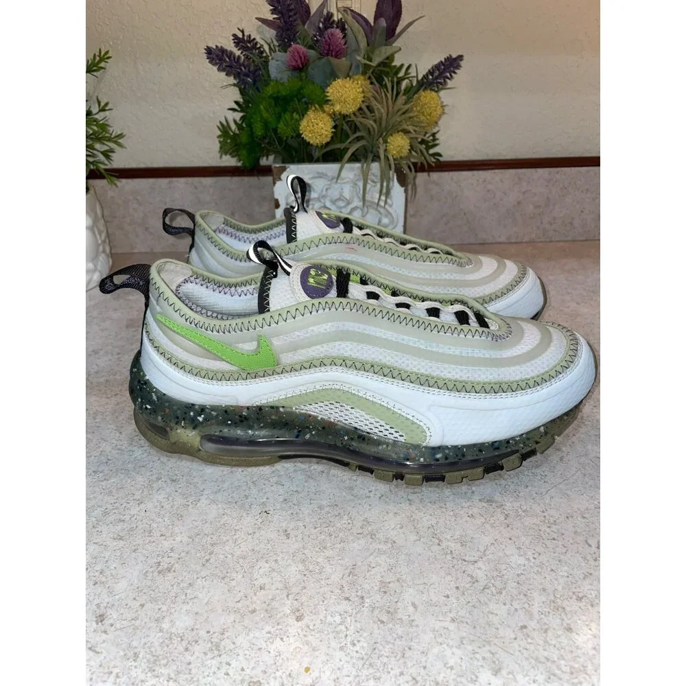Nike Air Max 97 Crater Foam Sneakers Athletic Shoes Womens Size 8 Green & White